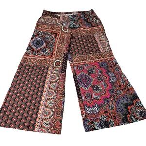 Chicos Womens 3 US XL Multicolor Pattern Wide Leg Palazzo Pants easy pull on